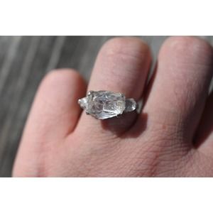 alternative raw diamond engagement rings, raw crystal ring, round or ova…